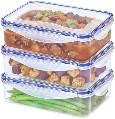 KIGI Plastic Food Storage Containers, Set of 3 (6.8 Cup)