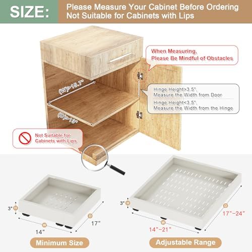 Fokyfok 2Pc Pull out Cabinet Organizer,14"-21"W,17"-24"D,Expandable