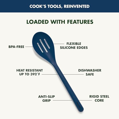 GreenPan Platinum Silicone Slotted Spoon, Oxford Blue