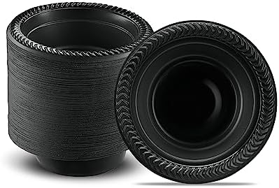 PLASTICPRO 800 PCS Black Plastic Bowls Light Weight 5 oz Small Plastic Soup Bowls Black Salad Dessert Plates Disposable for Party and Wedding