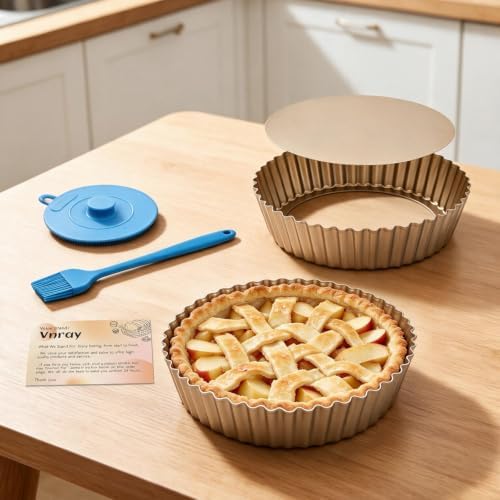 Deep Dish Pie Pan: 2 Pack 9.5 inch Quiche Baking Pan Removable Bottom