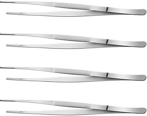 Yaomiao 4 Packs 8 Inch Cooking Tweezers Bar Kitchen Tongs, Silver