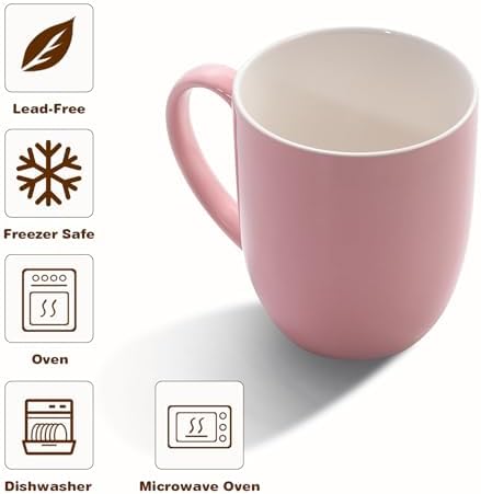 Urbanstrive 16 oz Large Coffee Mug with Handle Tea Cup Novelty Coffee Cup Idea Gift for Men Women Office Work (Pink)