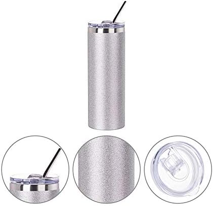 PYD Life 4 Pack Sublimation Tumblers Skinny 20 OZ Glitter Silver