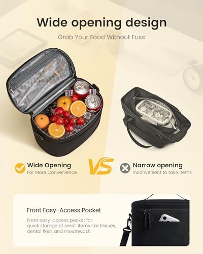 LOVEVOOK Insulated Lunch Box for Women Men, Reusable Lunch Bag for Work Picnic Beach College School, Leakproof Cooler Bag with Shoulder Strap & Ice Pack, Lunch Box/Bag for Mom Teacher Kids Girl Boy