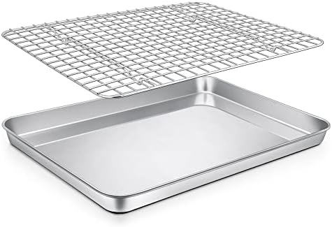 P&P CHEF 12.5 Inch Toaster Oven Pan Tray with Wire Rack, 2 PCS