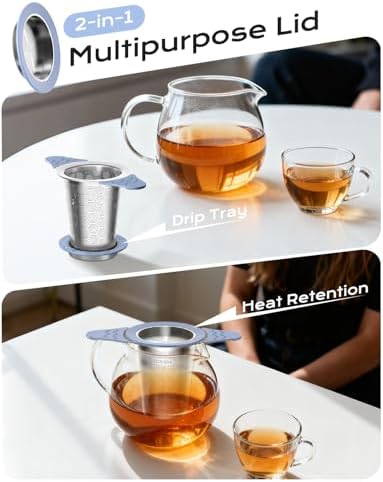 Tea Infuser for Loose Leaf Tea,Stainless Steel Tea Infuser with Heat Proof Silicone Handles,Extra Fine Mesh Tea Strainers Filter Fine Tea Leaves Effectively,Fits TeaPots/Mugs