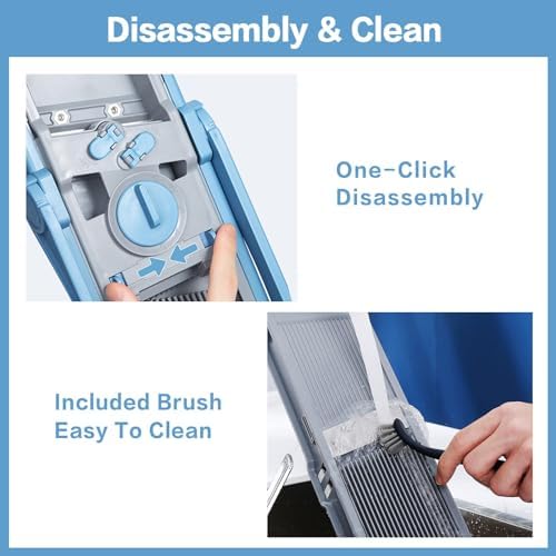 ONCE FOR ALL Upgrade Safe Mandoline Slicer Plus, Bigger Size, SkyBlue