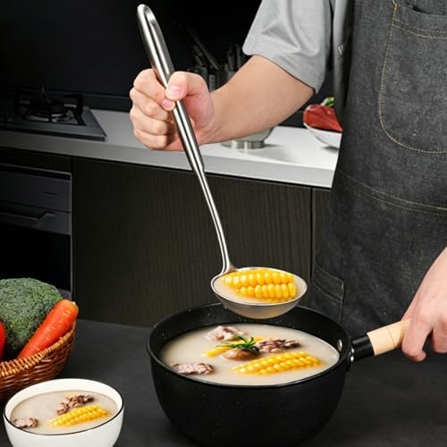 304 Stainless Steel Soup Ladle, Large Ladle with Long Hollow Handle, for Cooking, Stirring, Soup, Sauce, Dishwasher Safe (1, Soup Ladle)