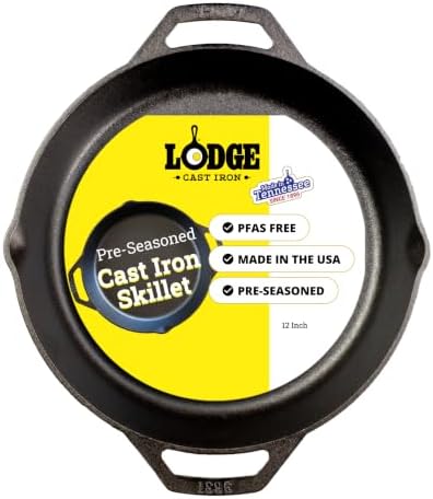Lodge Pre-Seasoned Cast Iron Dual Handle Pan, PFAS-Free, 12 Inches