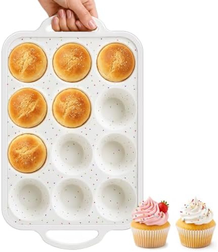 Silicone Muffin Pan Reinforced Metal Frame 12 Cup Nonstick