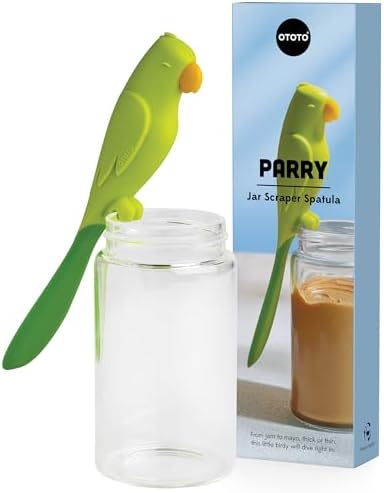 OTOTO Jar Scraper Spatula - Silicone Scraper, Cute Kitchen Accessories, Unique Fun Cooking Kitchen Gadgets for Foodies - BPA-free & 100% Food Safe (Parry)