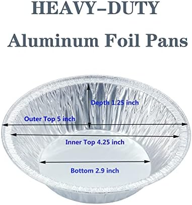 Waytiffer Pie Pans (100 Pack) 5 inch HEAVY-DUTY Disposable Aluminum Foil pie/tart Pans for Baking Personal Mini Pies, Foil Pie Tin for Bakeries, Cafes,Easily Stack & Store, Freeze & Reheat