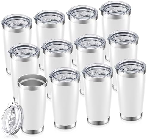 20oz Tumbler Bulk with Lid Stainless Steel Tumblers, 12 Pack
