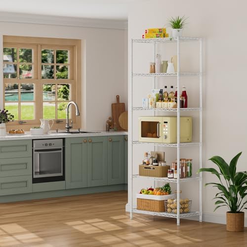 SINGAYE 6 Metal Shelves Wire Shelving Storage Shelf Adjustable Unit Pantry