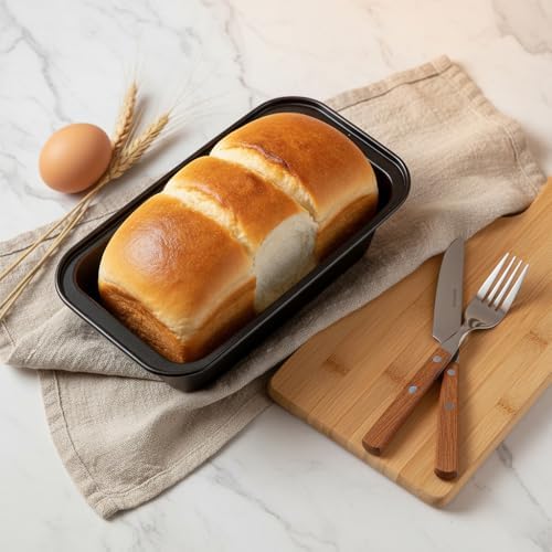 3 Pack Carbon Steel Bread Loaf Pans for Baking, Black, 6 x 3 Inch