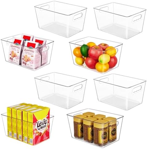 YIHONG 8 Pack Clear Storage Bins, Pantry Organizer Bins with Handle, Large