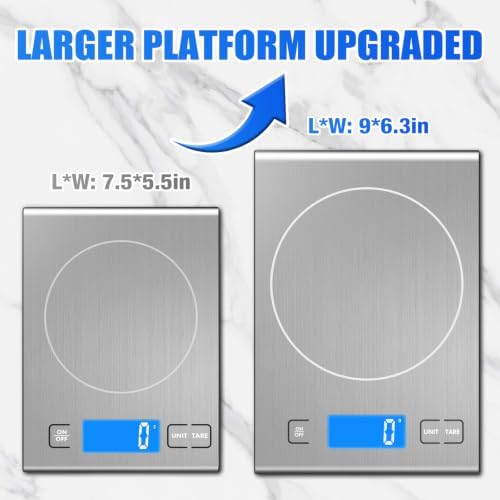 Diyife 33lb Rechargeable Stainless Steel Kitchen Food Scale, 9 * 6.3 inch