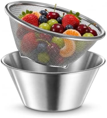 2Pcs Mini Colander 304 Stainless Steel Small Colander Strainer for Berries