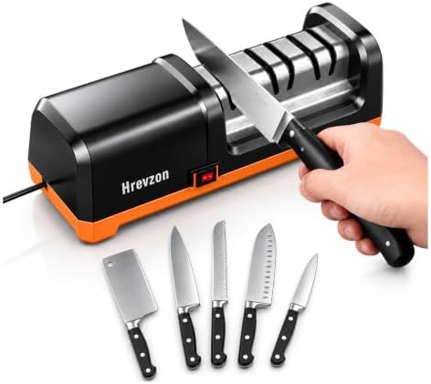 Electric Knife Sharpener 100% Diamond Abrasives, 3 Stages Knife Sharpener