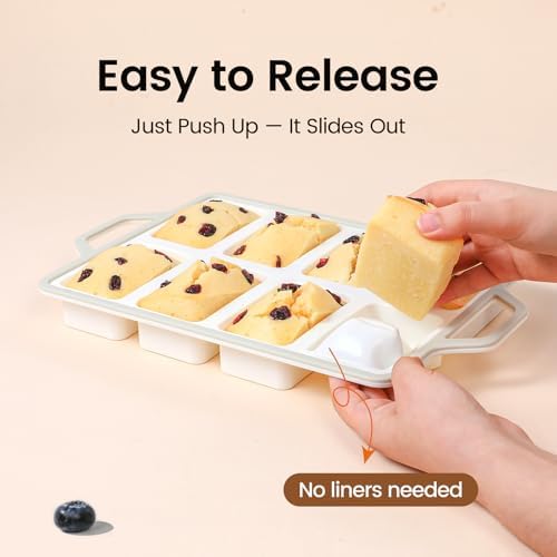 SJ 2 Pack Gray 8-Cavity Mini Silicone Loaf Pans, BPA-Free Reinforced