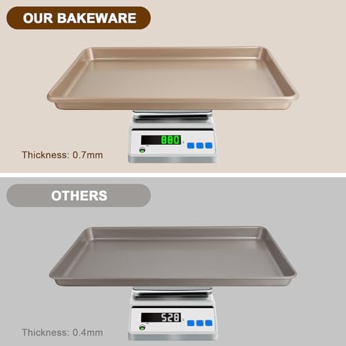 Baking Sheet Pan Set of 3, Nonstick Commercial Cookie Sheets for Baking