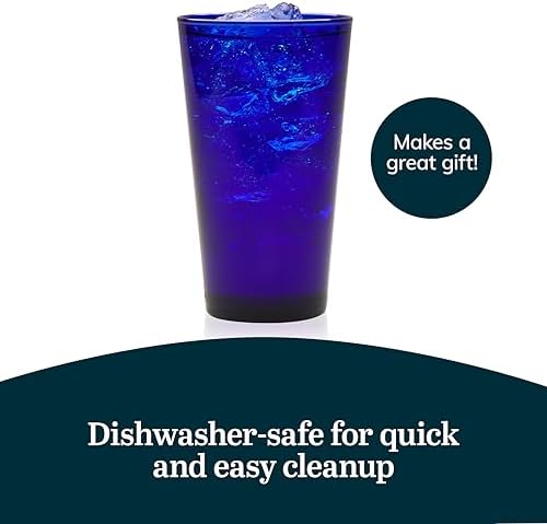 Libbey Cobalt Flare Blue Drinking Glasses Set of 8, Glass Cups