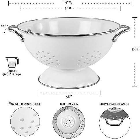 Calypso Basics by Reston Lloyd Powder Coated Enameled Colander, 3 Quart, Indigo