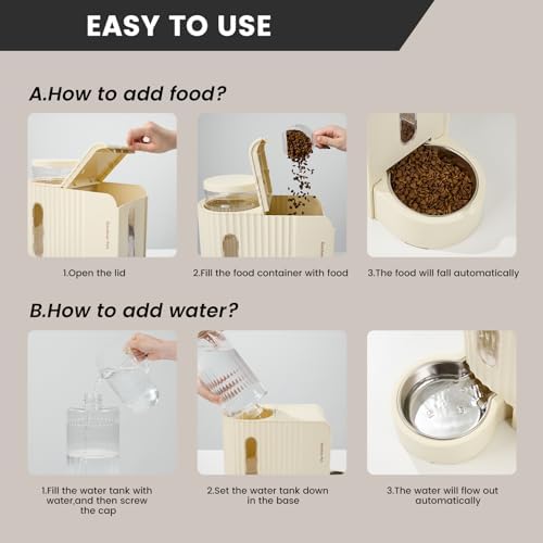Gravity Automatic Cat Feeder, Water & Food Dispenser Set, Stainless Bowls