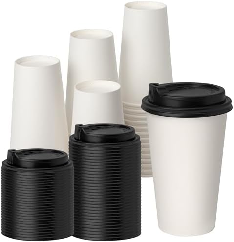 YEEHAW 16 oz Disposable Coffee Cups with Lids 100 Pack