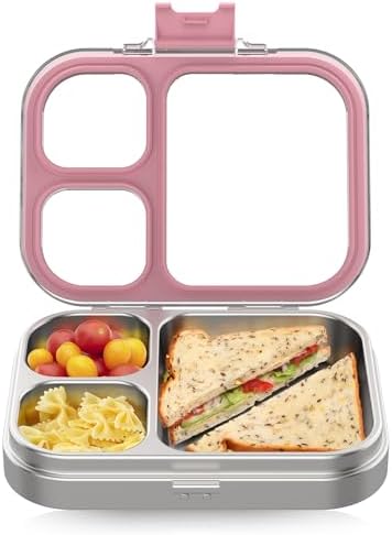 HOMEKOL Stainless Steel Bento Lunch Box, Pink, 3.3Cups