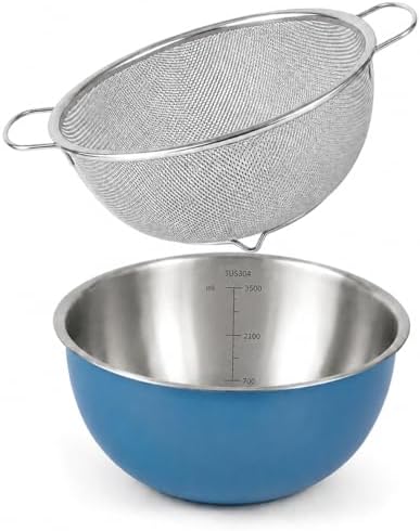 HAPPY KIT 18/8 Stainless Steel Colander with Mixing Bowl, 3.5QT