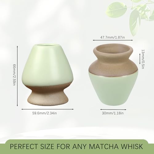 Ceramic Matcha Whisk Holder & Stand for Bamboo Chasen - Shape Keeper, Fast Drying Rack Prevents Warping, Dishwasher Safe Tea Whisk Holder for Matcha Tools, Light Green