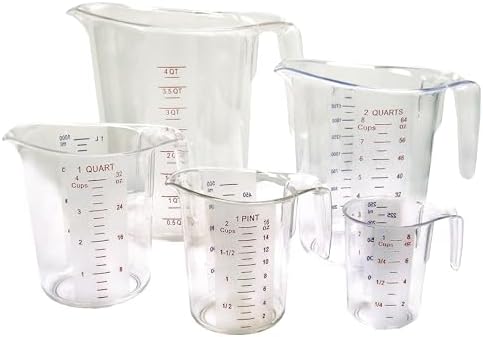 Winco 1 qt Clear 5 Piece Plastic Measuring Cup Set