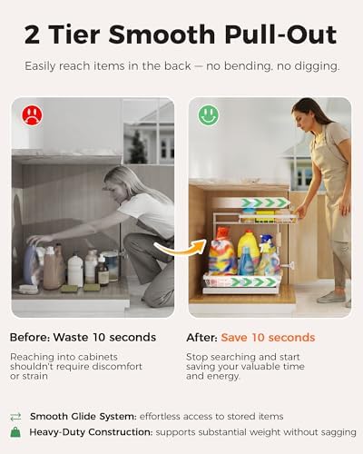 Sevenblue 2-Pack 2-Tier Height Adjustable Under Sink Organizer & Storage