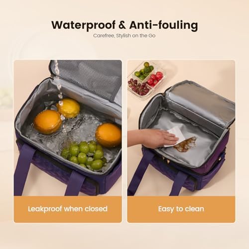 LOVEVOOK Insulated Lunch Box for Women,Large Double Deck Adult Lunch Bag