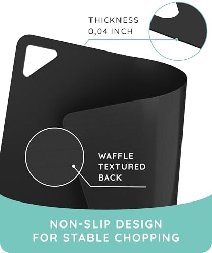 July Home Cutting Board Alternative for Kitchen - Extra Thick Flexible Plastic Cutting Board Set of 3, Non-Slip, BPA-Free, Easy to Clean, Colored Cutting Mats for Cooking, Durable Chopping Sheets