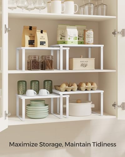 SONGMICS Cabinet Organizer Shelf, Set of 4 Spice Rack, Kitchen Storage