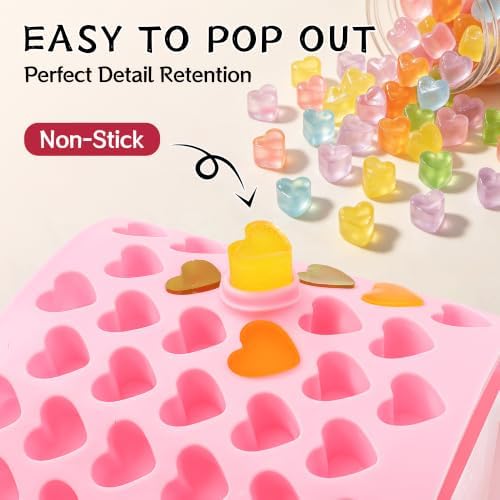 Heart Mini Silicone Gummy Molds with 1 Dropper, 2 Pack Candy Molds