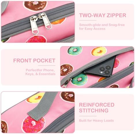 FlowFly Kids Lunch box Insulated Soft Bag Mini Cooler Back to School Thermal Meal Tote Kit for Girls, Boys, Doughnut