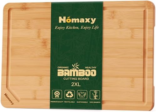 Homaxy 2XL Organic Bamboo Cutting Boards for Kitchen, 20"x14"