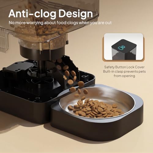 VOLUAS Automatic Cat Feeder, 6L Timed Dry Food Dispenser for Cats & Dogs