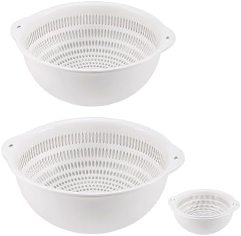 Colander Bowl Set of 2, Nesting Large Capacity Plastic Food Strainer for Pasta, Vegetables and Fruits Washing Draining Basket, Space Saving, BPA Free