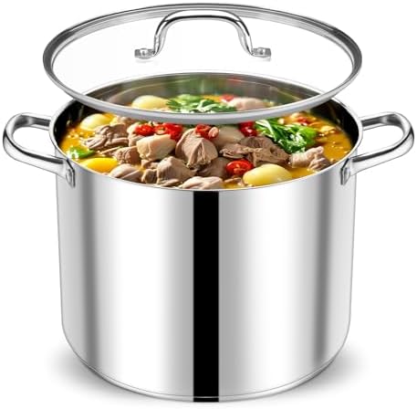 P&P CHEF 20 QT Stainless Steel Stock Pot with Lid, Cooking Pot for Soups