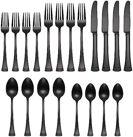 Lenox Portola Black Satin 20-Piece Silverware Set for 4, Flatware