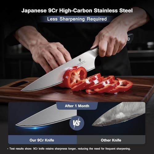 16 PCS Japanese Kitchen Knife Set with Block, Dishwasher Safe