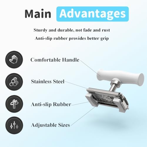 Jar Opener for Seniors with Arthritis & Weak Hands, Easy Twist Jar Openers, Adjustable Multifunctional Jar Lid Opener, Jar Bottle Cap Opener Gripper, Useful Gifts for Elderly/Women/Men (White)