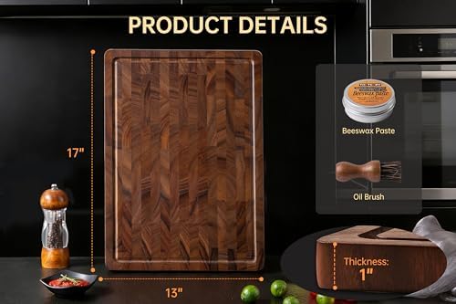 THETCHRY Walnut Cutting Boards for Kitchen, End Grain Wood Cutting Board