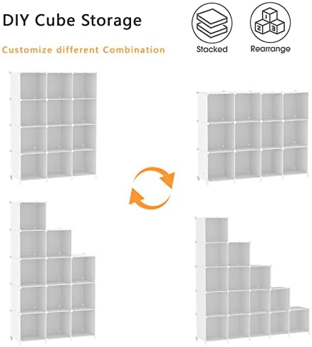 AWTATOS 12 Cube Storage Organizer, Closet Organizer Storage Shelves, White