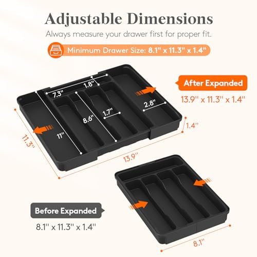 Lifewit Silverware Organizer for Drawer, Expandable Utensil Tray